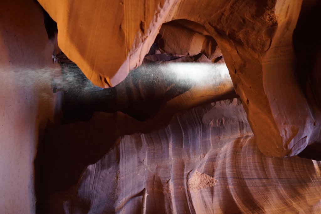 Antelope Canyon light rays accented by dust