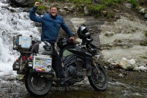 Nomad Dave on Motorcycle in River