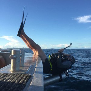 Back roll entry SCUBA diving